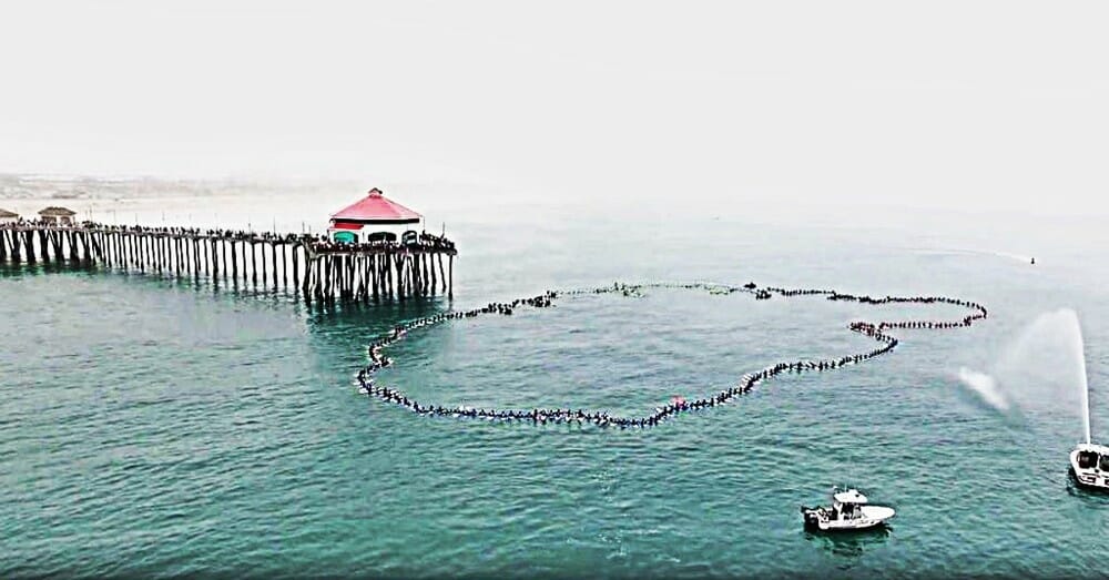 The Guinness World Record SurfingCircleofHonorLargestRecorded Paddle Out in the World